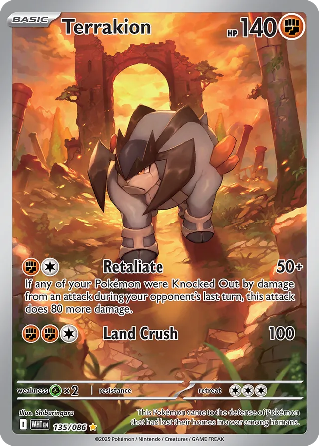 Terrakion White Flare 135/086 Illustration Rare