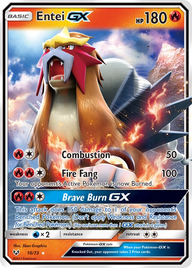 EnteiGX Shining Legends 10/73 Ultra-Rare Rare