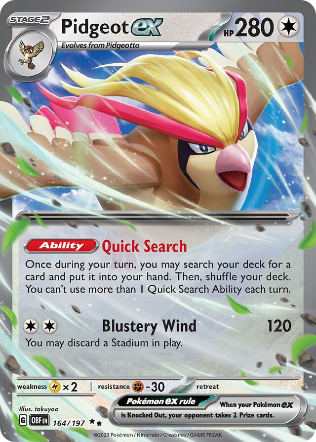 Pidgeotex Obsidian Flames 164/197 Double Rare
