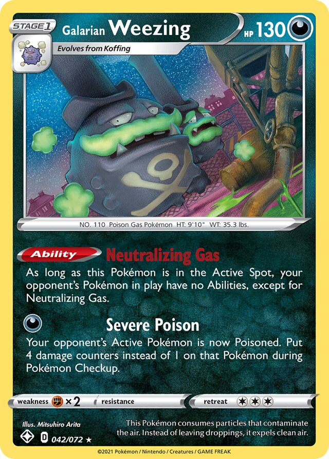 Galarian Weezing Shining Fates 042/072 Rare Holo