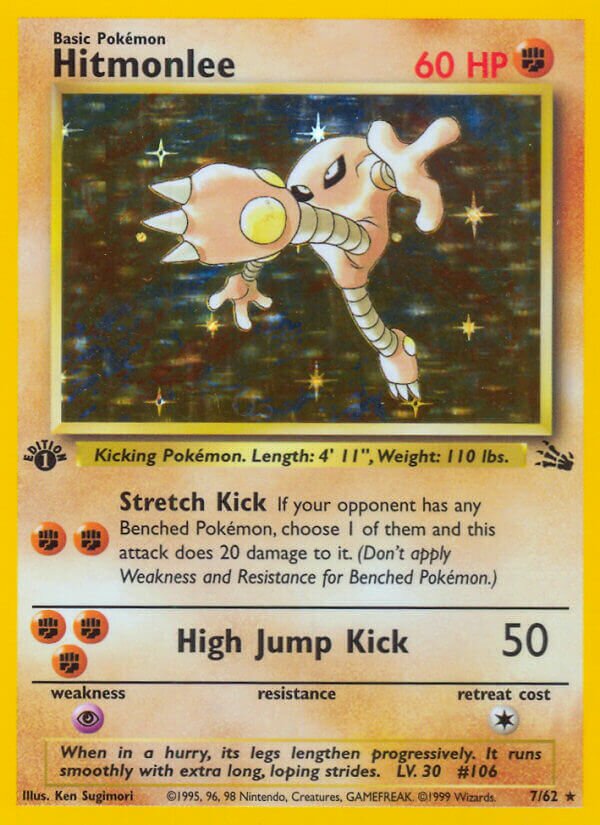 Hitmonlee Fossil 7/62 Rare Holo