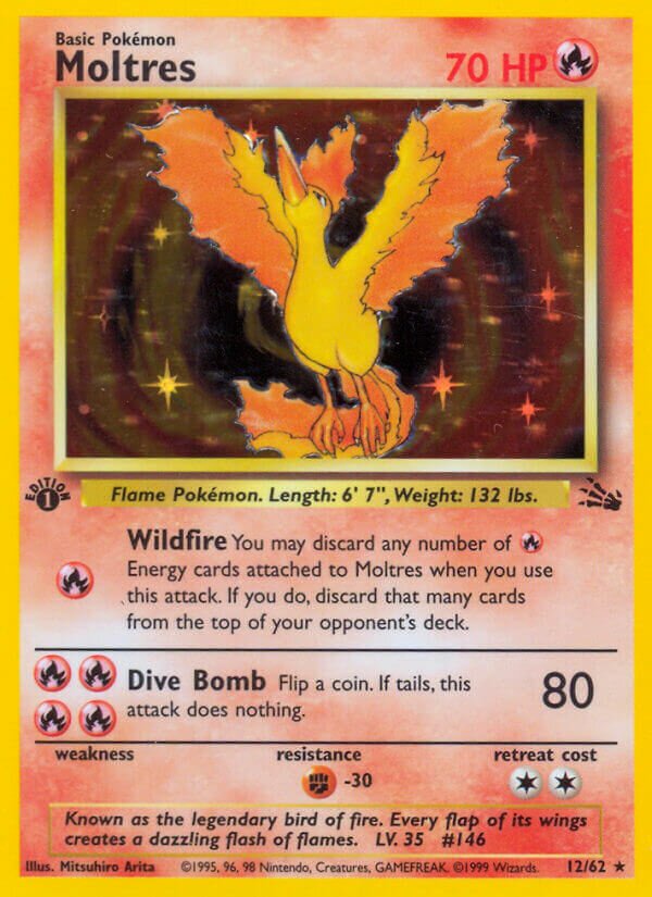 Moltres Fossil 12/62 Rare Holo