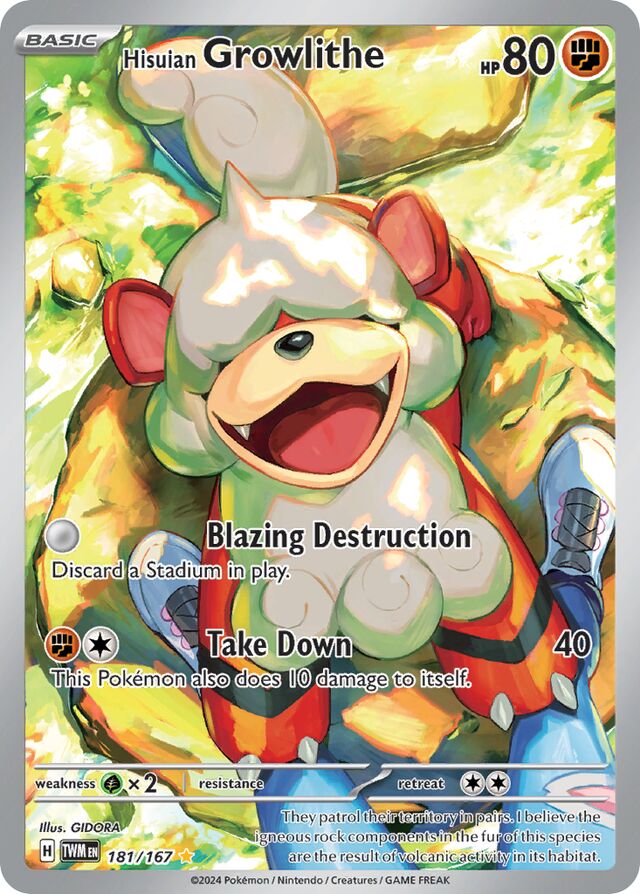 181/167 Hisuian Growlithe TWM Illustration Rare