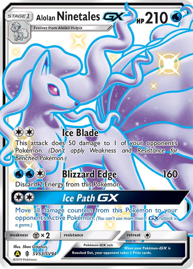 SV53/SV94 Alolan NinetalesGX HIF Rare Shiny GX