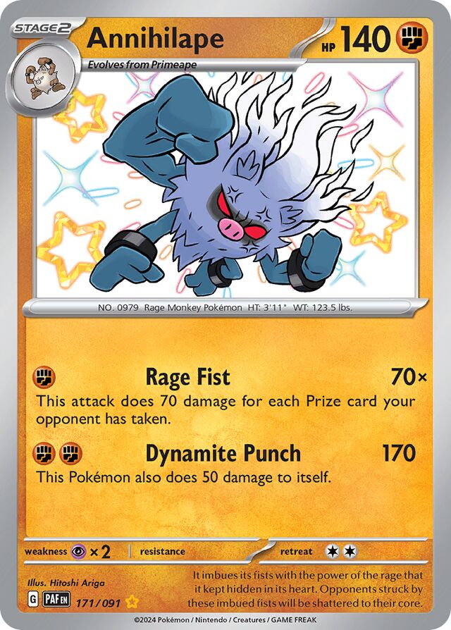Annihilape Paldean Fates 171/091 Shiny Rare