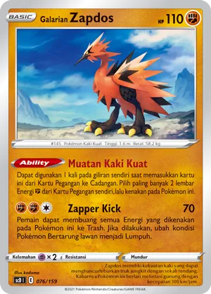 Galarian Zapdos (Strength V Starter Deck 076/159)