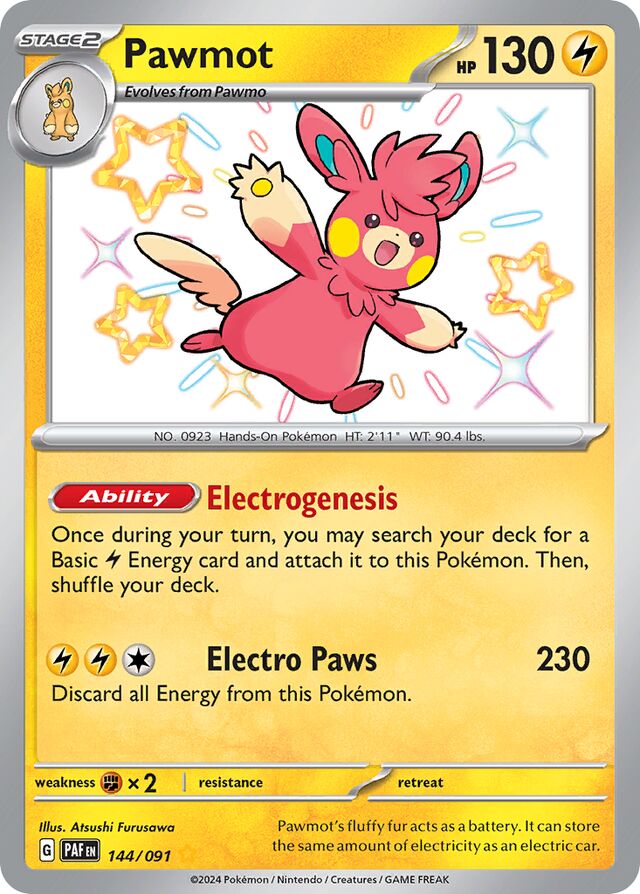 Pawmot Paldean Fates 144/091 Shiny Rare