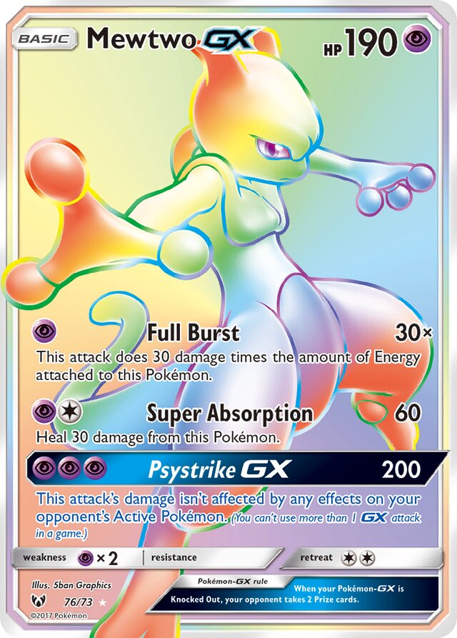 MewtwoGX Shining Legends 76/73 Rare Rainbow