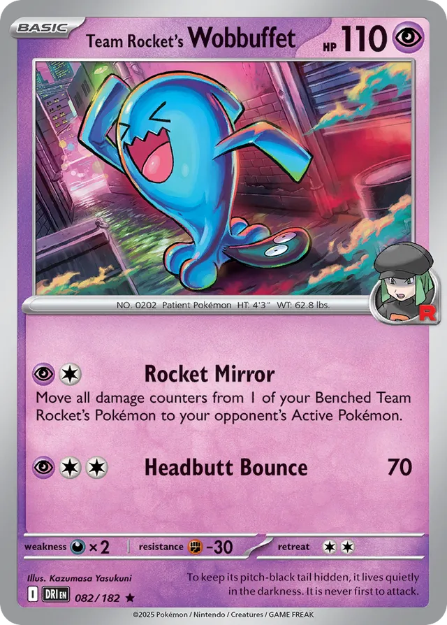Team Rocket's Wobbuffet Destined Rivals 082/182 Rare