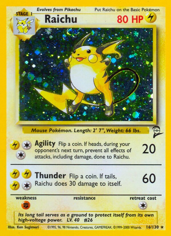 Raichu Base 2 16/130 Rare Holo
