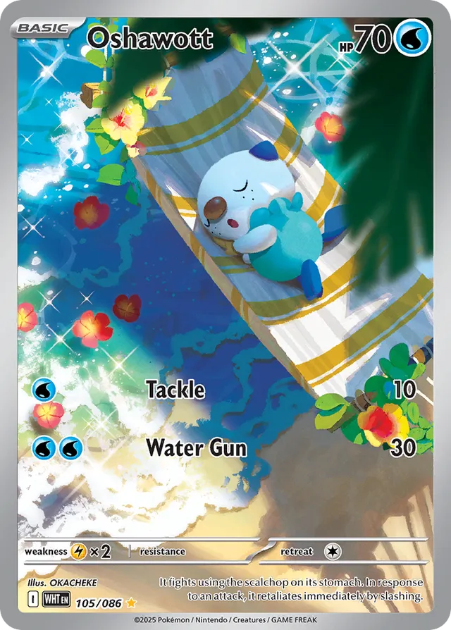 Oshawott White Flare 105/086 Illustration Rare