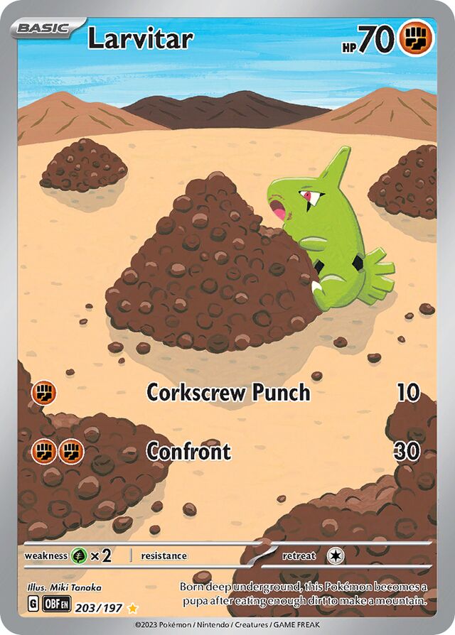 203/197 Larvitar OBF Illustration Rare