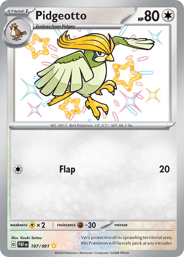 Pidgeotto Paldean Fates 197/091 Shiny Rare