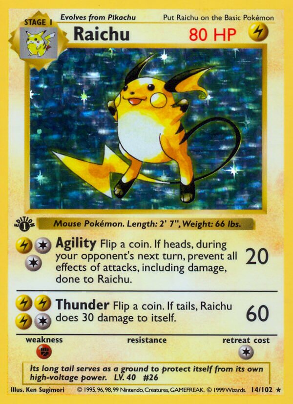 Raichu Base 14/102 Rare Holo