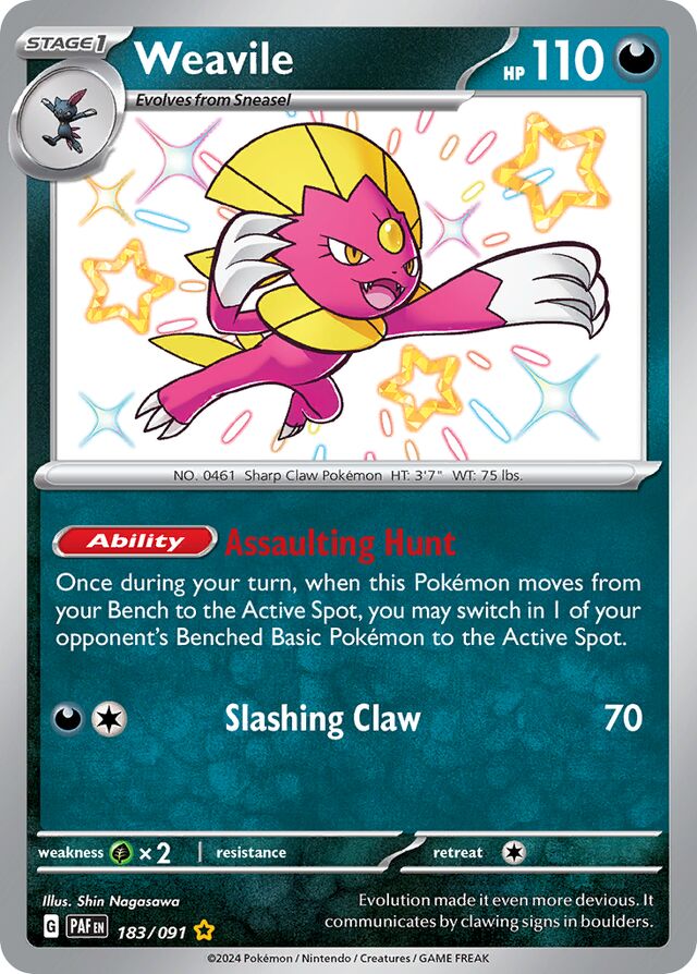Weavile Paldean Fates 183/091 Shiny Rare