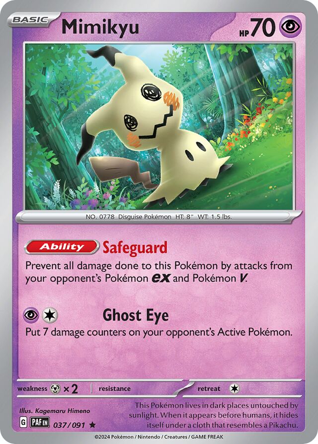 Mimikyu Paldean Fates 037/091 Rare