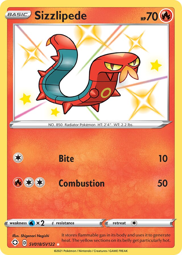 Sizzlipede Shining Fates SV018/SV122 Rare Shiny