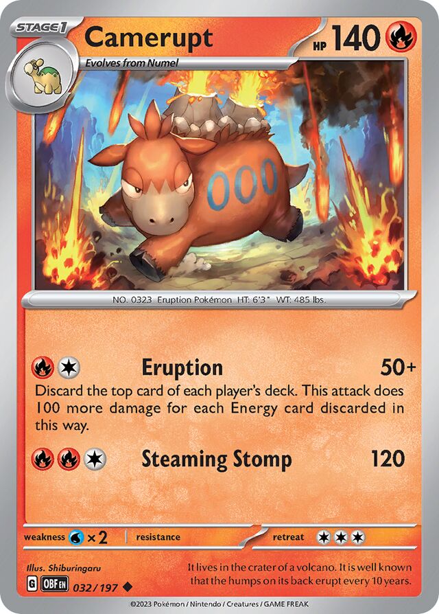 Camerupt Obsidian Flames 032/197 Uncommon