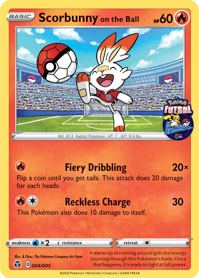 Scorbunny on the Ball Pokémon Futsal 004/005 —