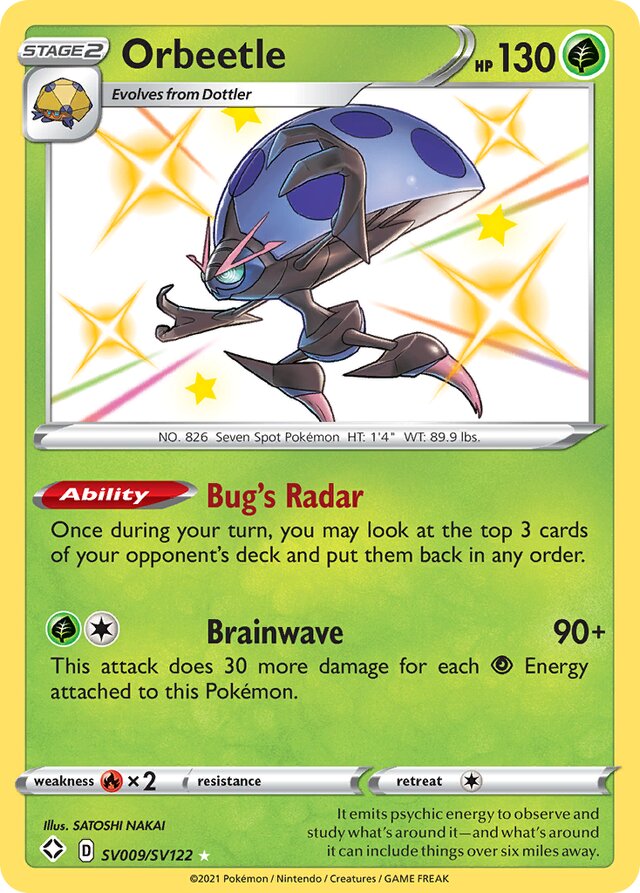 Orbeetle Shining Fates SV009/SV122 Rare Shiny
