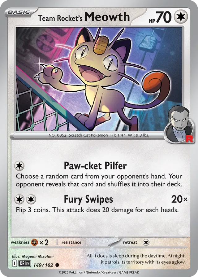 Team Rocket's Meowth Destined Rivals 149/182 Common