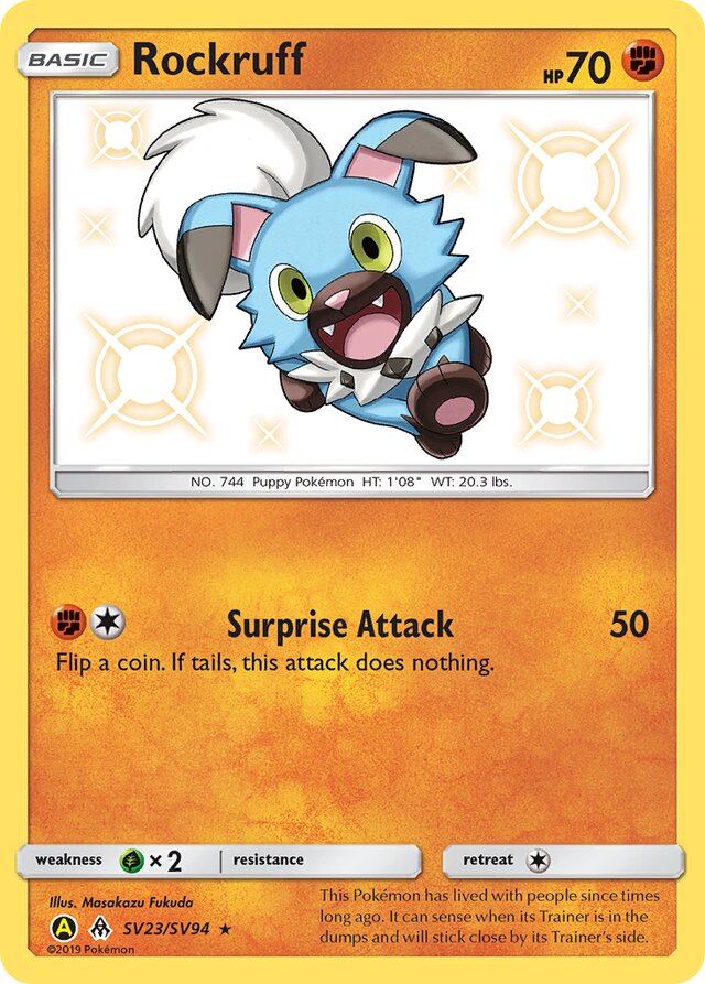 Rockruff Hidden Fates SV23/SV94 Rare Shiny