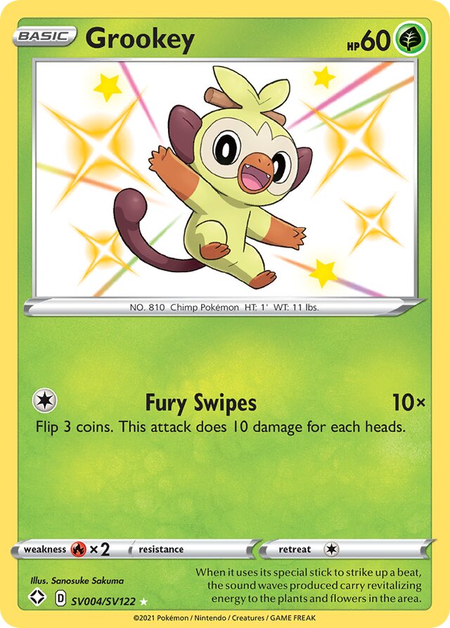 Grookey Shining Fates SV004/SV122 Rare Shiny