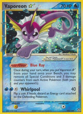 Vaporeon ☆ (EX Power Keepers 102/108)