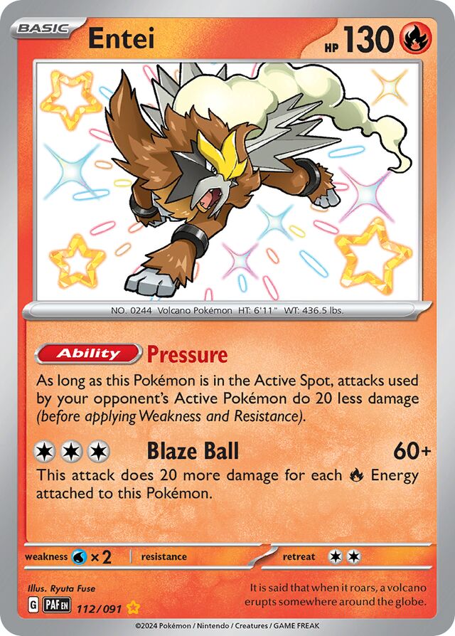 Entei Paldean Fates 112/091 Shiny Rare