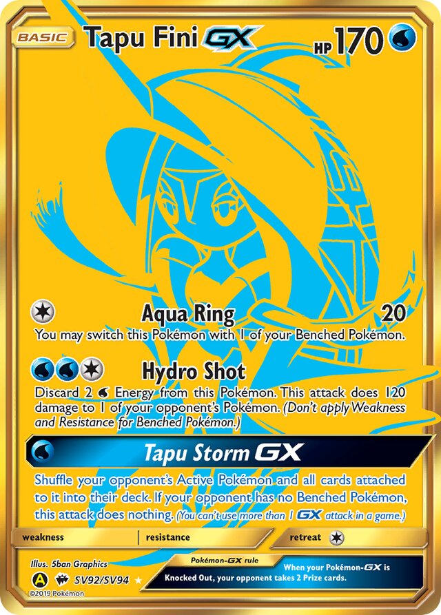 Tapu FiniGX Hidden Fates SV92/SV94 Rare Secret