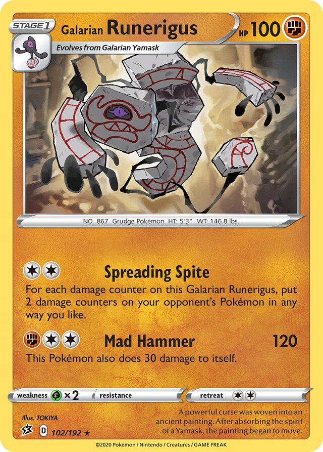 102/192 Galarian Runerigus RCL Rare