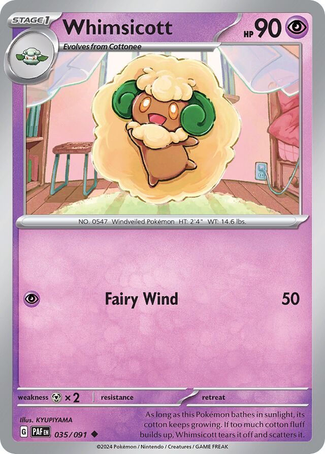 Whimsicott Paldean Fates 035/091 Uncommon