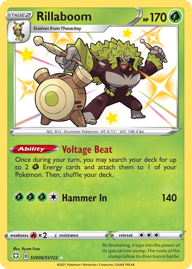 Rillaboom Shining Fates SV006/SV122 Rare Shiny