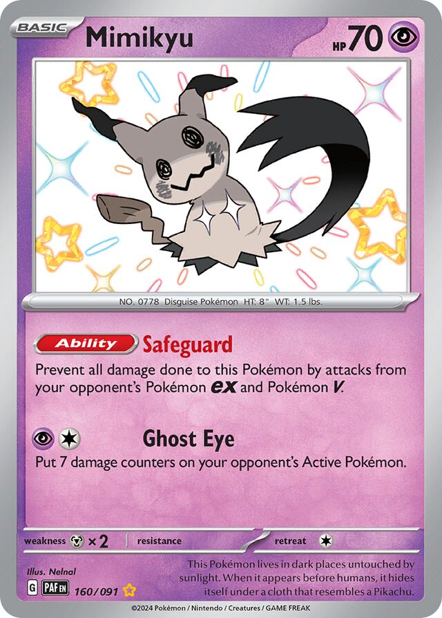 Mimikyu Paldean Fates 160/091 Shiny Rare