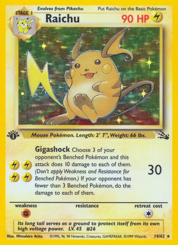 Raichu Fossil 14/62 Rare Holo