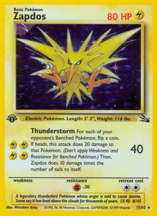 Zapdos Fossil 15/62 Rare Holo