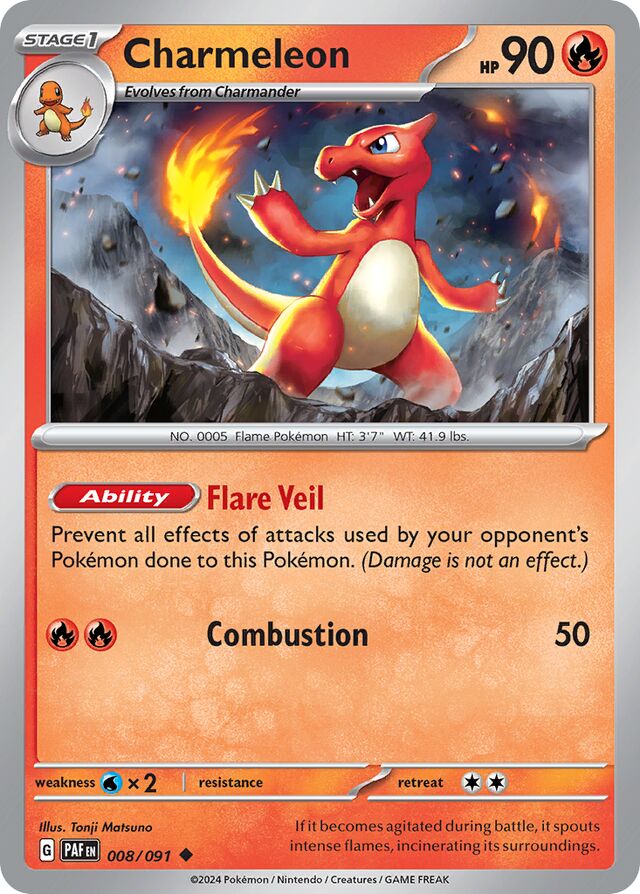 Charmeleon Paldean Fates 008/091 Uncommon