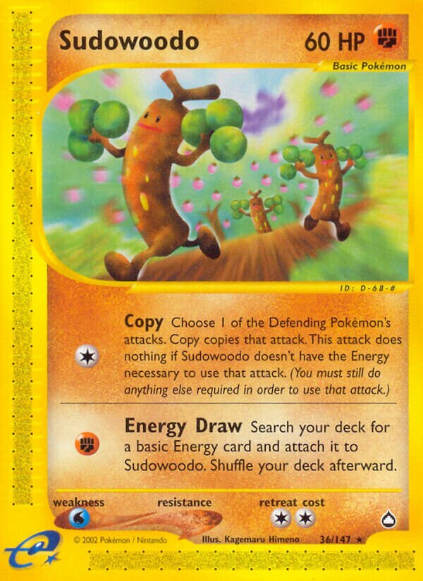 Sudowoodo 36/147 REVERSE HOLO Aquapolis Pokemon Card 489 - LP