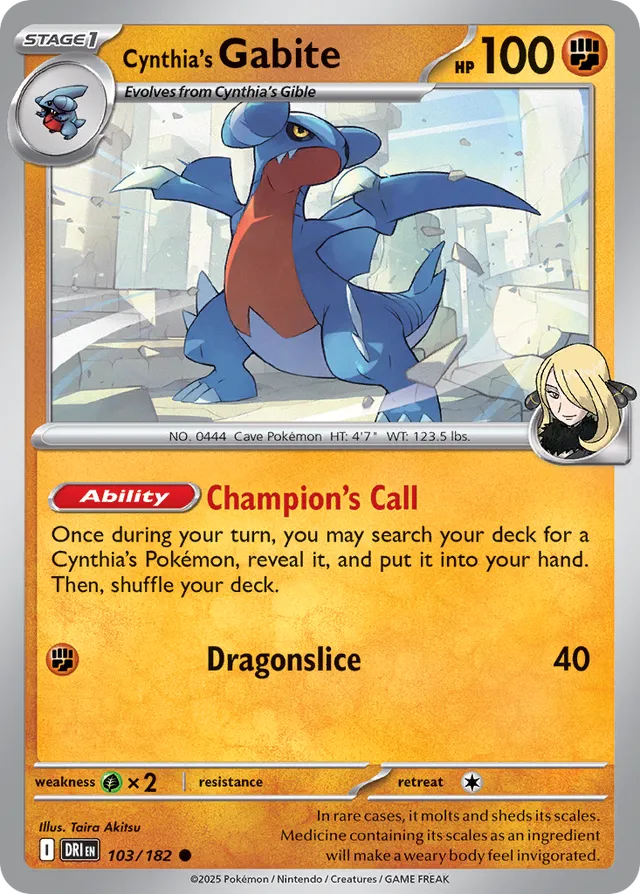 Cynthia's Gabite Destined Rivals 103/182 Common
