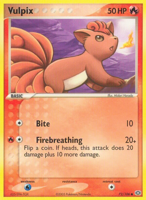 Vulpix 72/106 3 EX EMERALD COMMON PTCG