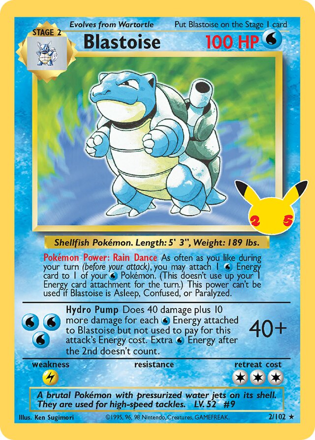 Blastoise [Base Set] Celebrations Classic Collection 2/102 Rare Classic