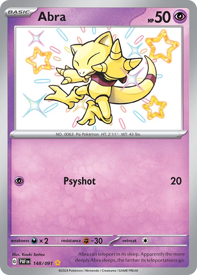 Abra Paldean Fates 148/091 Shiny Rare