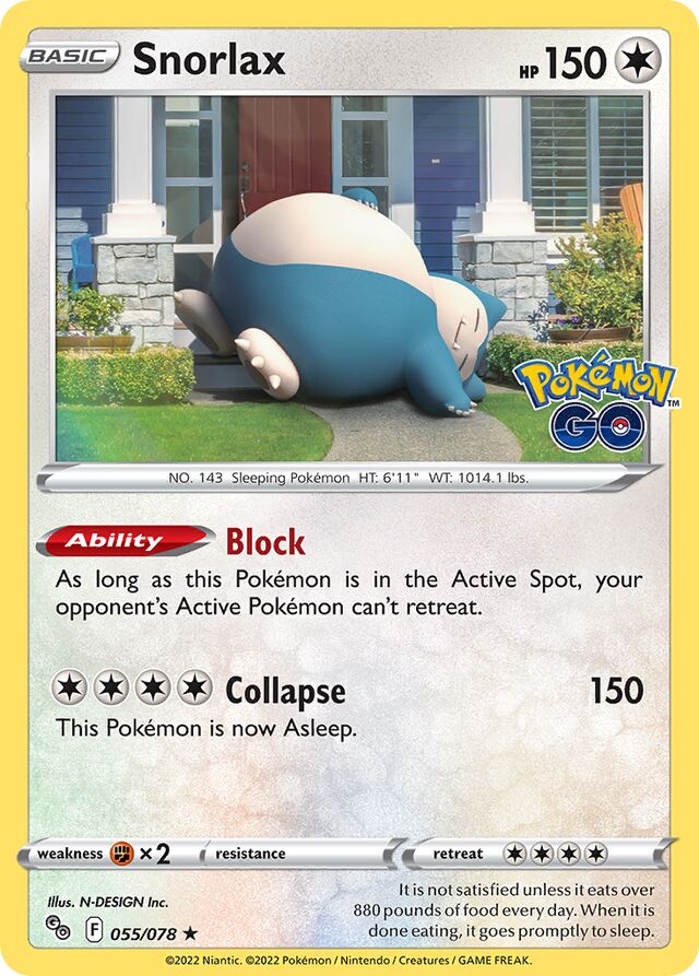 Snorlax Pokémon GO 055/078 Rare Holo