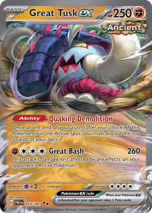 Great Tuskex Paldean Fates 053/091 Double Rare