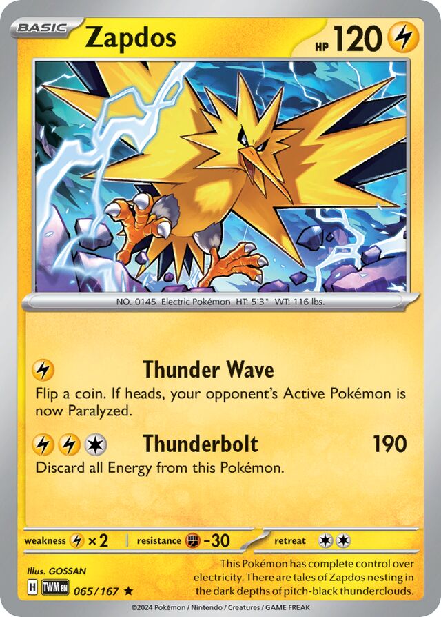 Zapdos Twilight Masquerade 065/167 Rare