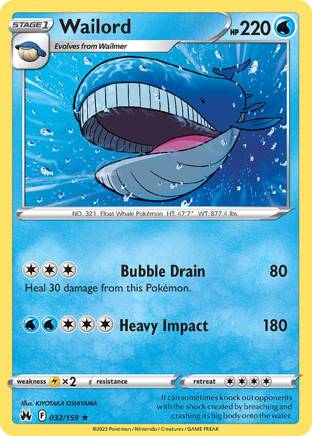 032/159 Wailord CRZ Rare