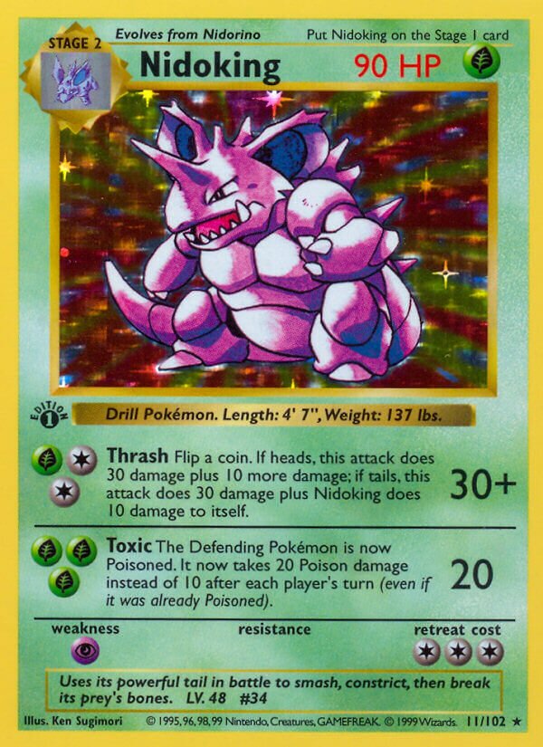 Nidoking Base 11/102 Rare Holo