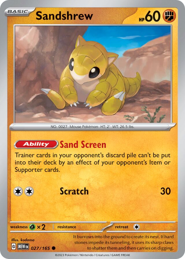 Sandshrew 151 027/165 Common