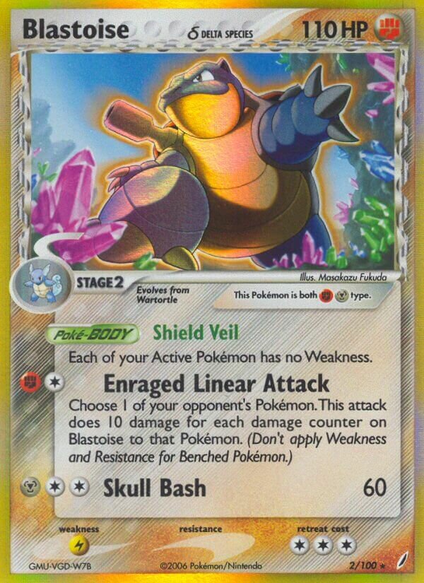 Blastoise (Delta Species) 2/100 3 EX CRYSTAL GUARDIANS HOLO RARE PTCG