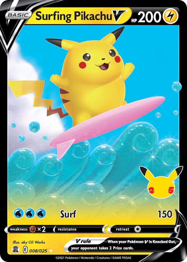 Surfing PikachuV Celebrations 008/025 Ultra-Rare Rare